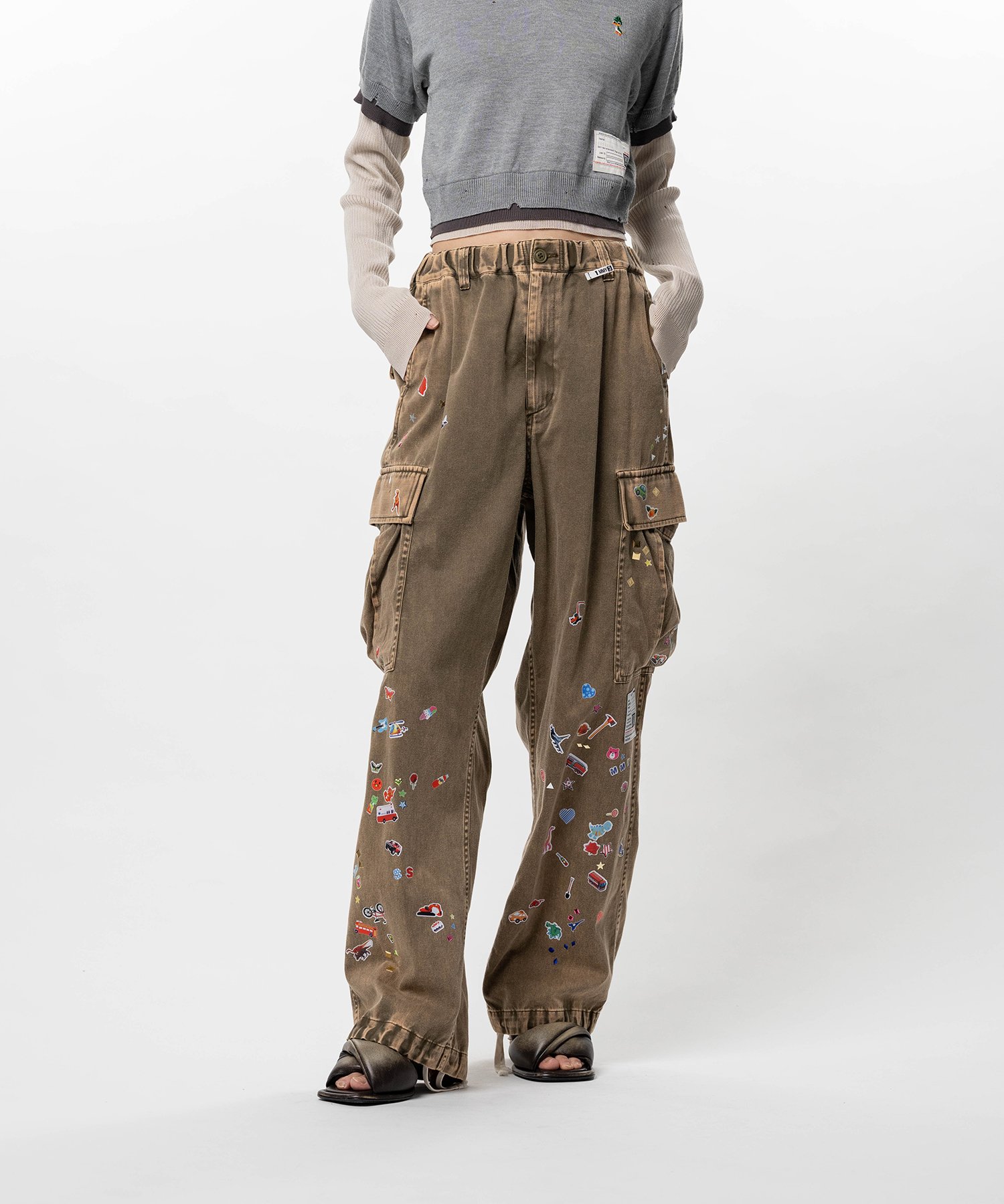 Kids Sticker Printed Military Pants