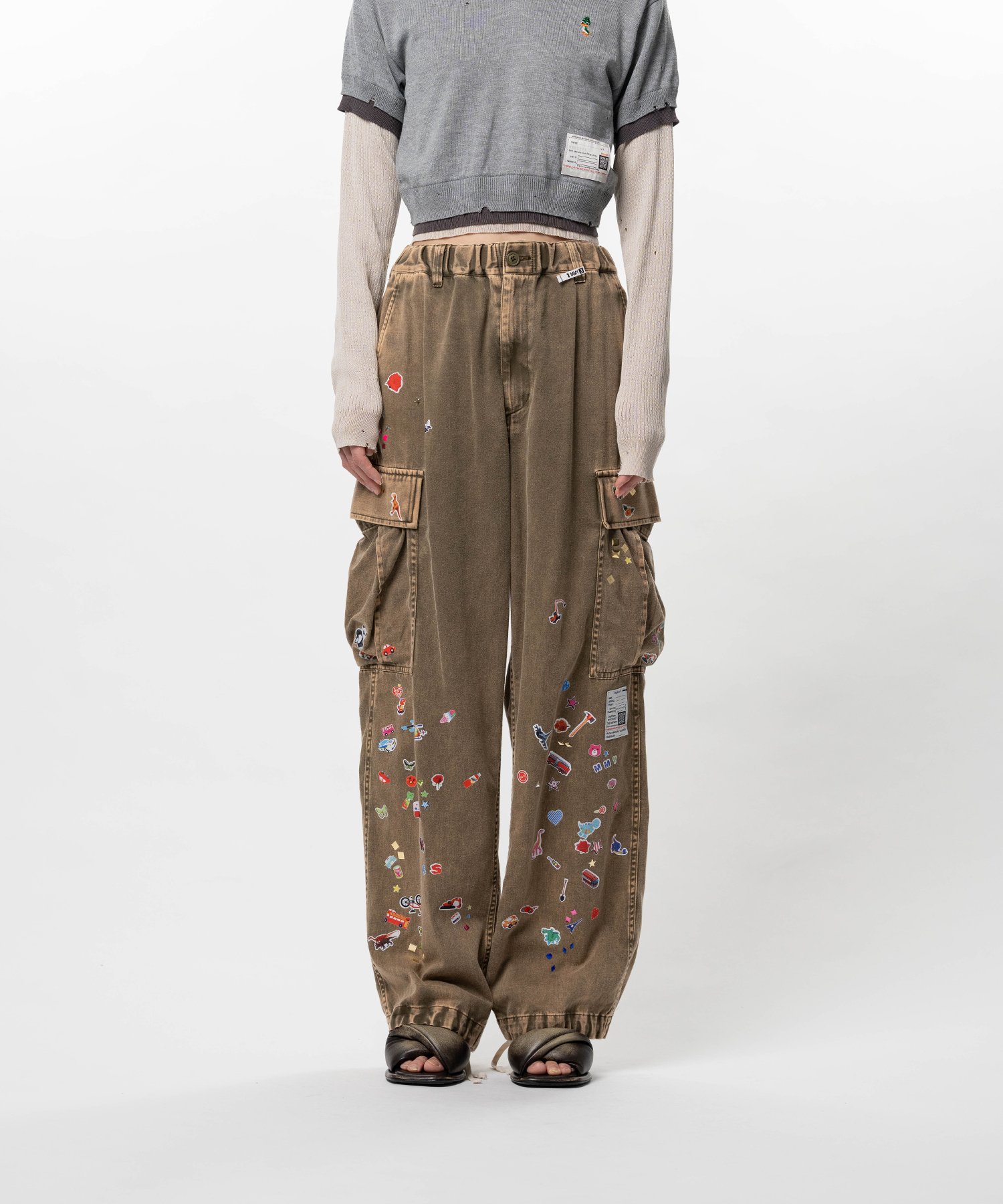 Kids Sticker Printed Military Pants