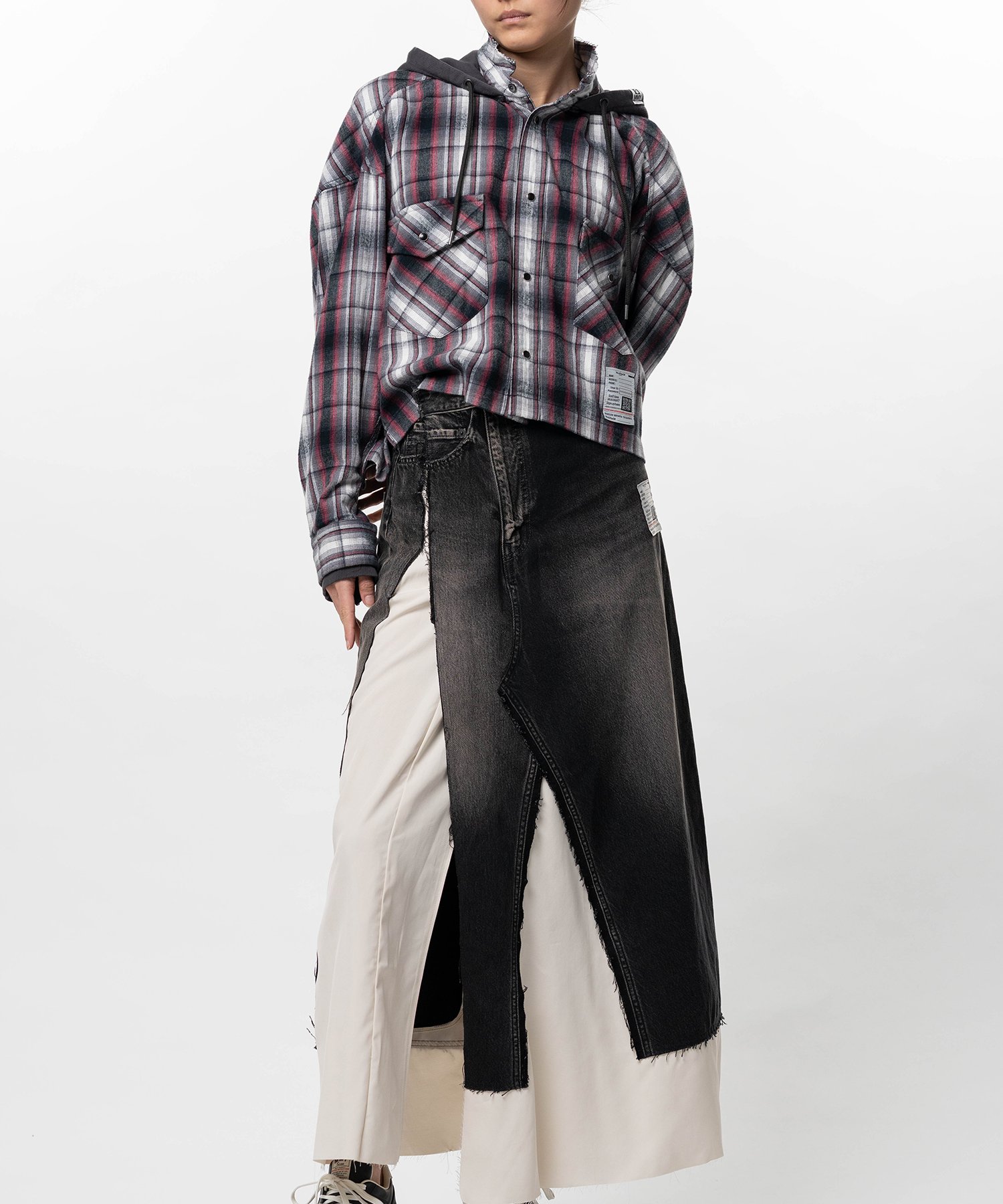 Hoodie Combine Checkered Shirt