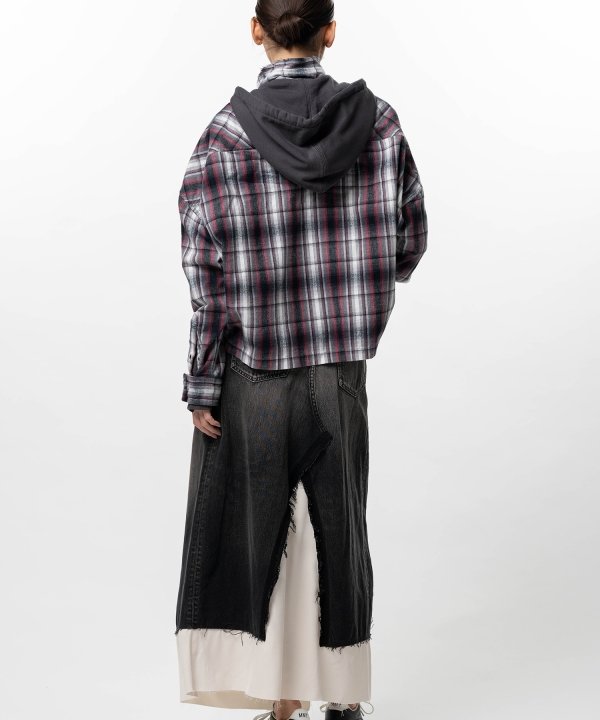 Hoodie Combine Checkered Shirt