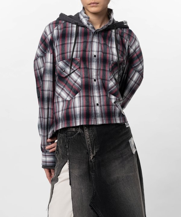 Hoodie Combine Checkered Shirt