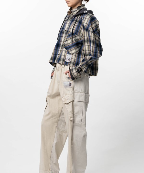 Hoodie Combine Checkered Shirt