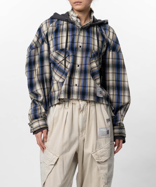 Hoodie Combine Checkered Shirt