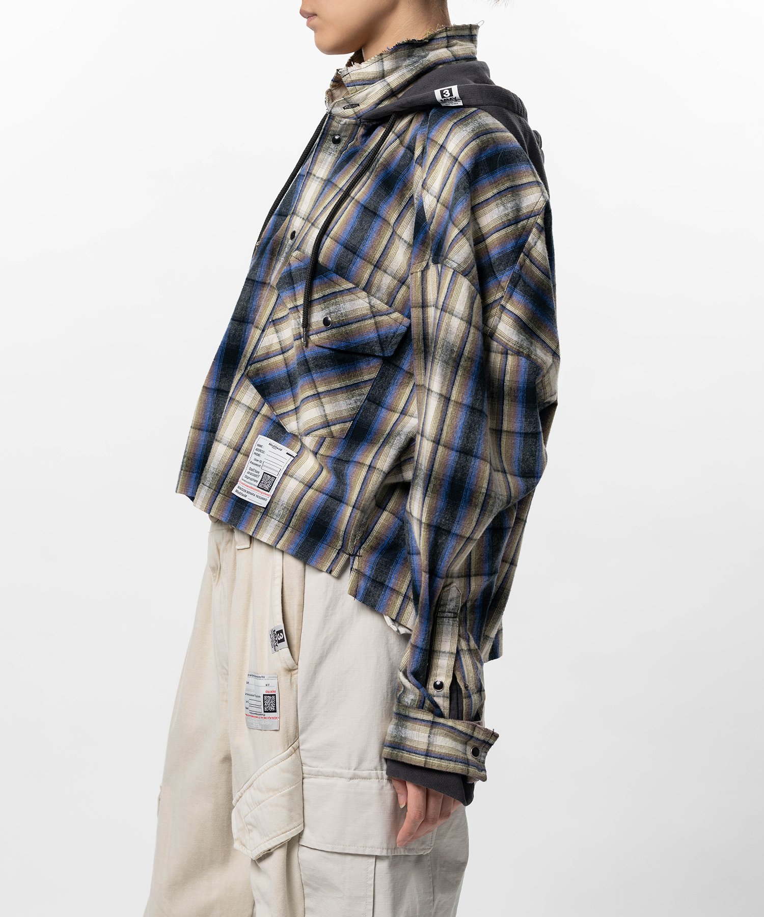 Hoodie Combine Checkered Shirt