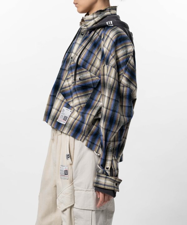 Hoodie Combine Checkered Shirt