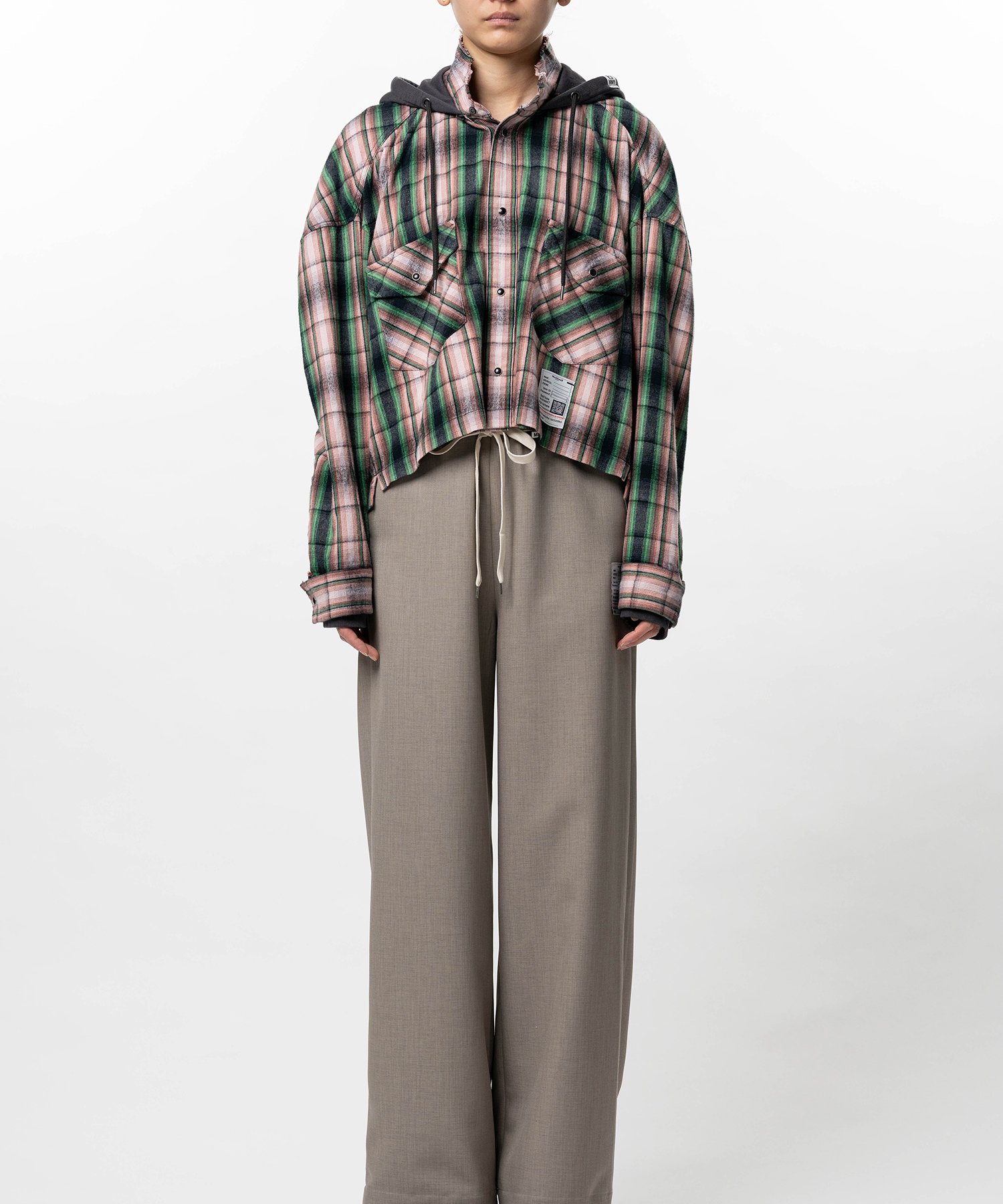 Hoodie Combine Checkered Shirt