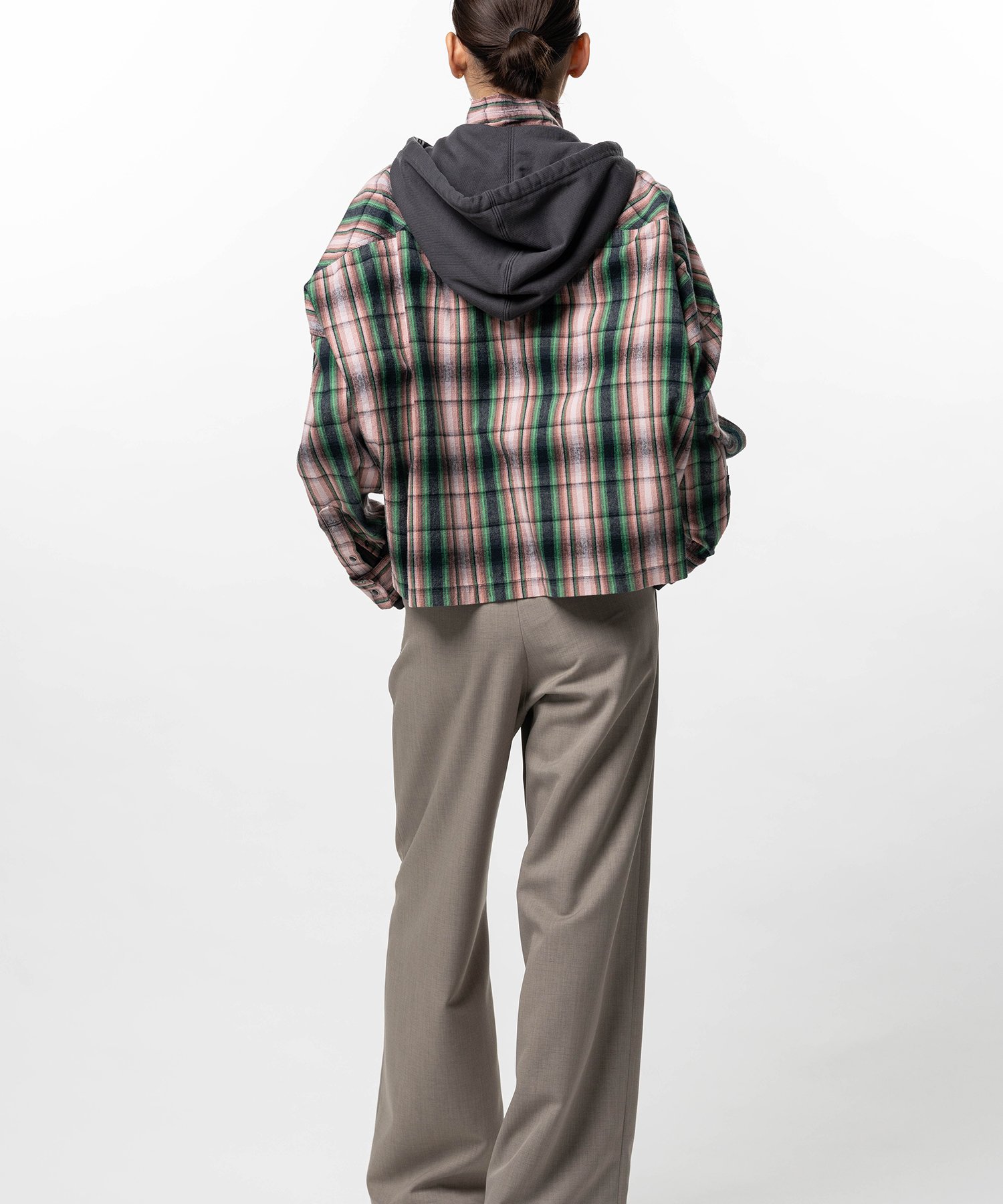 Hoodie Combine Checkered Shirt