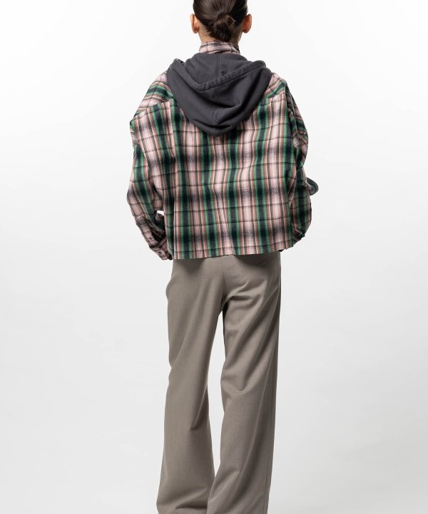 Hoodie Combine Checkered Shirt