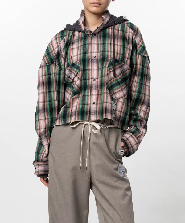 Hoodie Combine Checkered Shirt