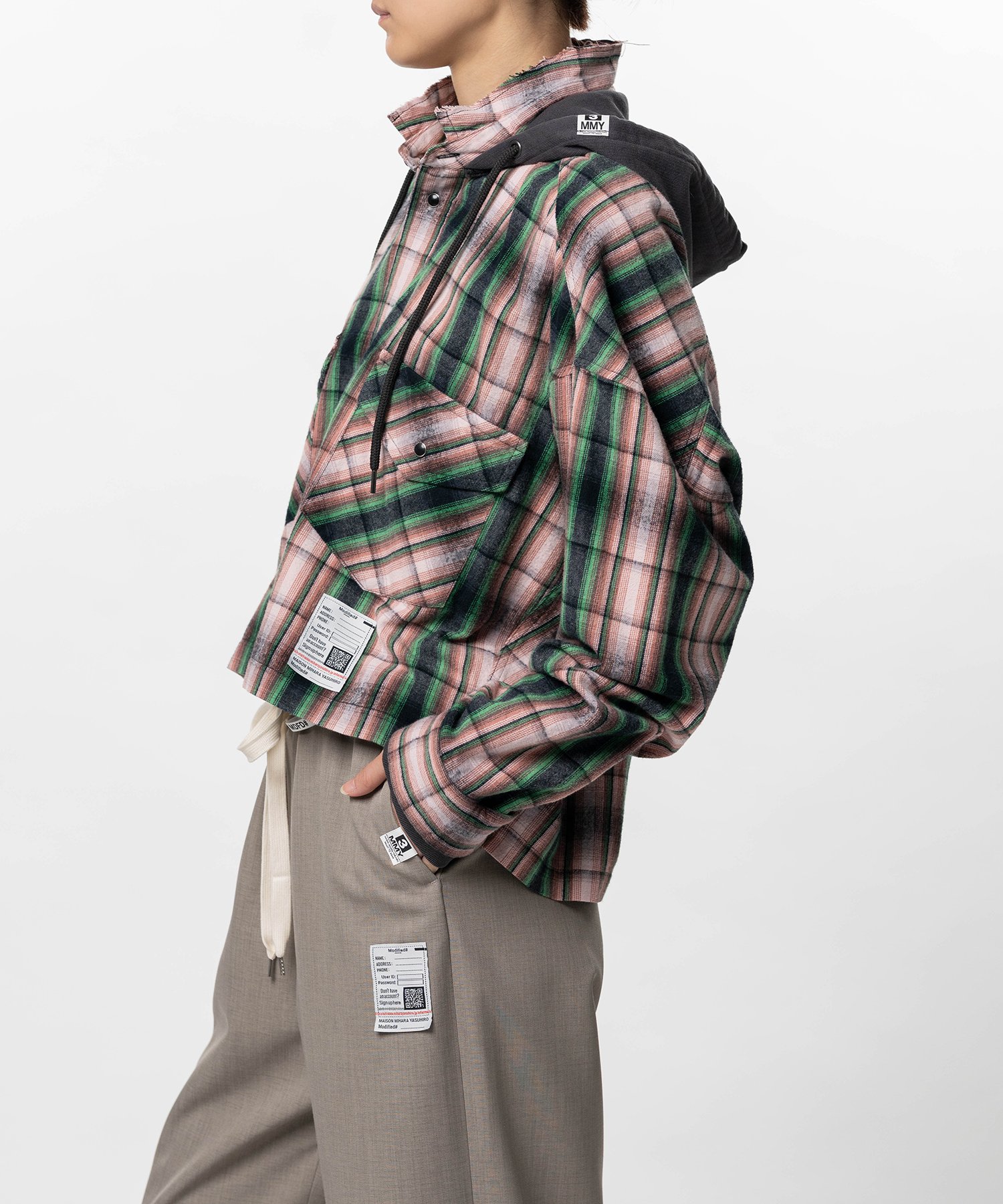 Hoodie Combine Checkered Shirt