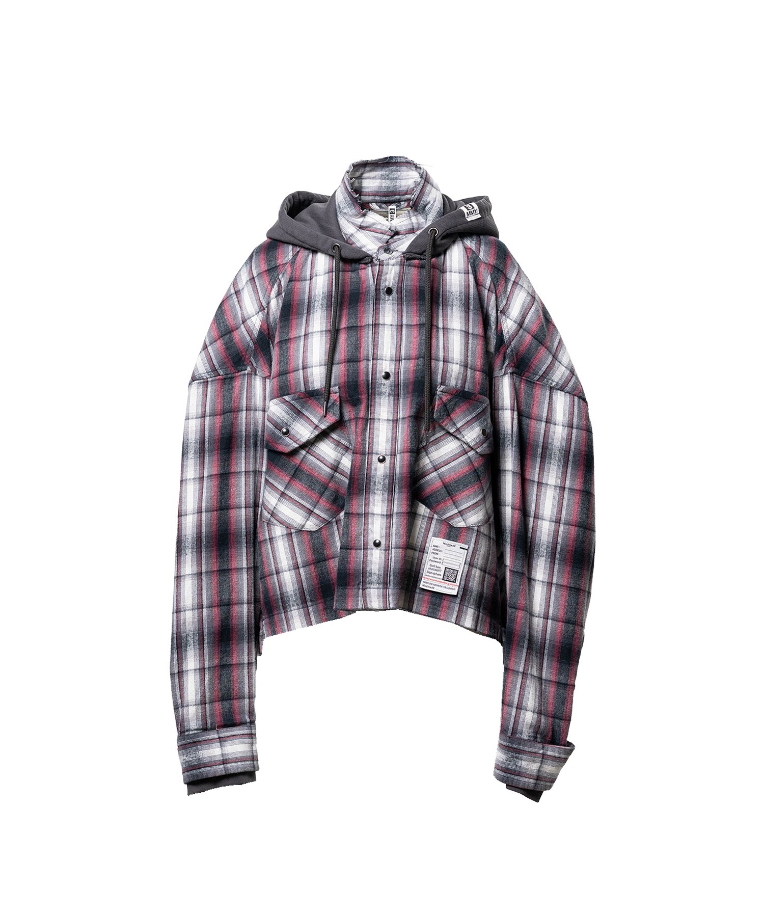 Hoodie Combine Checkered Shirt