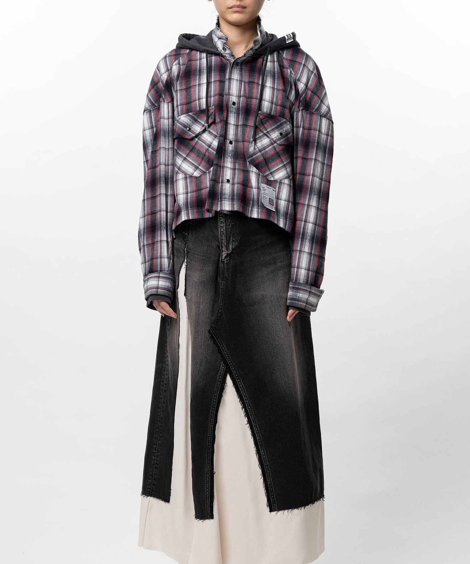 Hoodie Combine Checkered Shirt