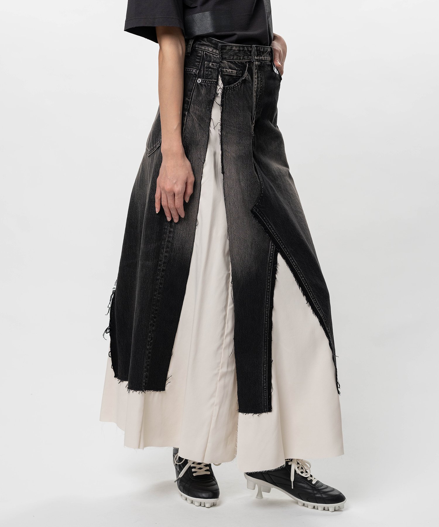 Denim Pants Combined Skirt