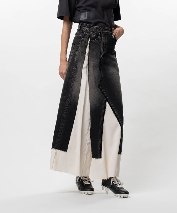 Denim Pants Combined Skirt