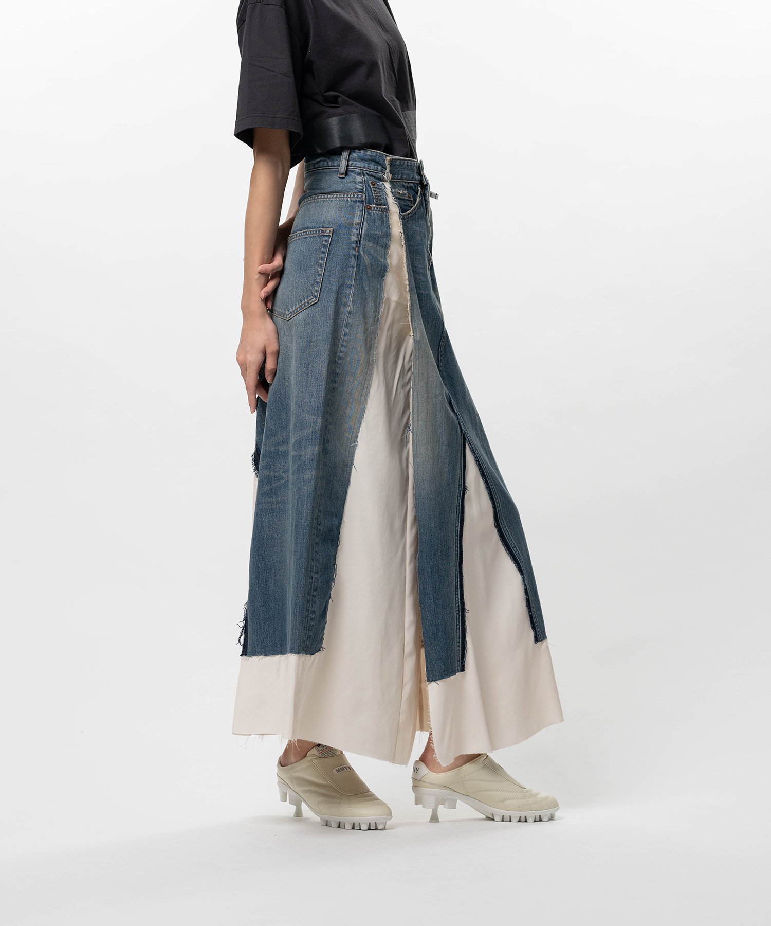 Denim Pants Combined Skirt