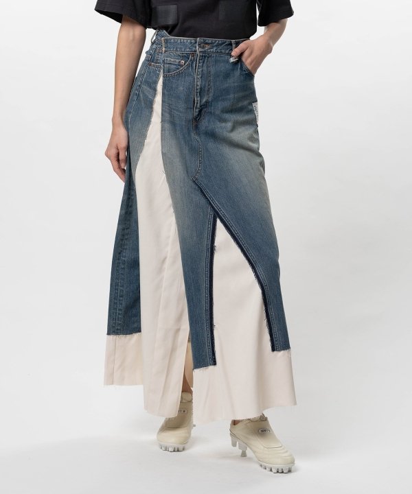 Denim Pants Combined Skirt