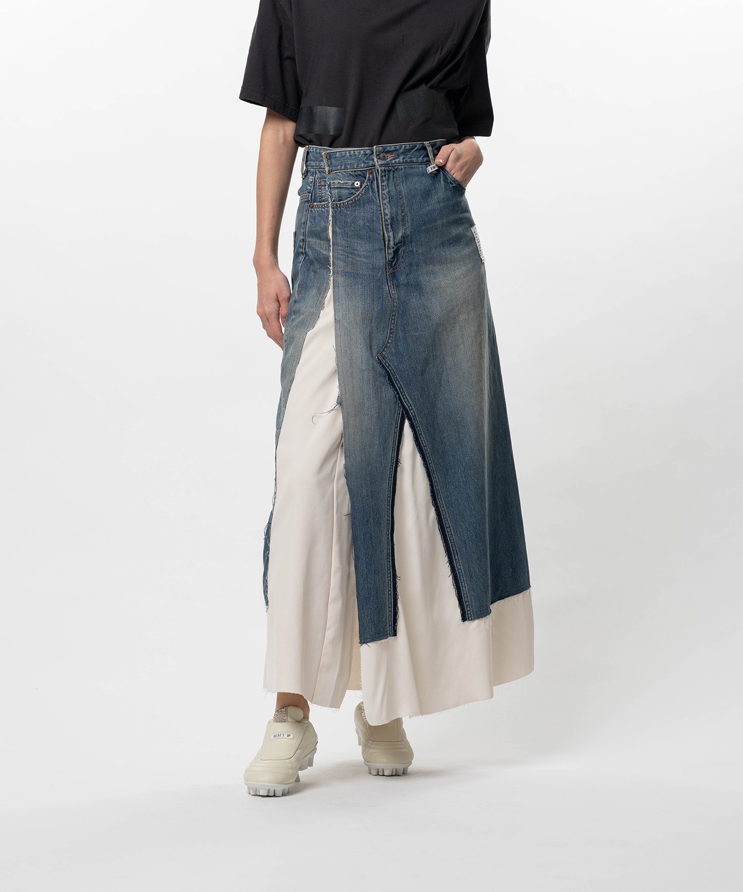 Denim Pants Combined Skirt