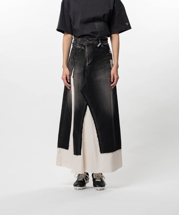 Denim Pants Combined Skirt