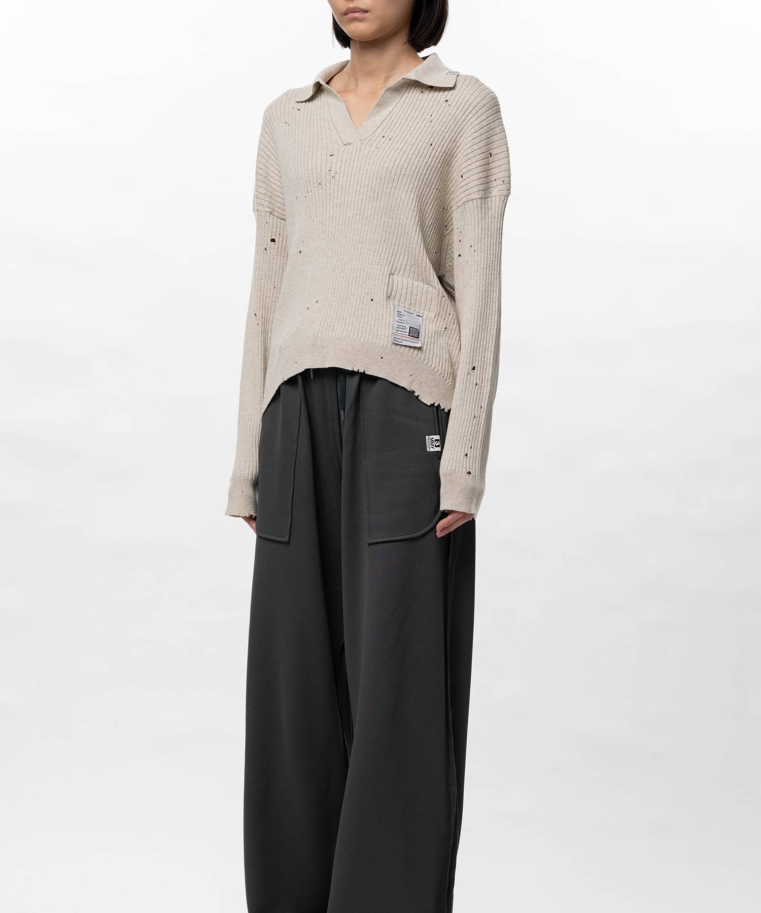 Distressed Knit Skipper Sweater