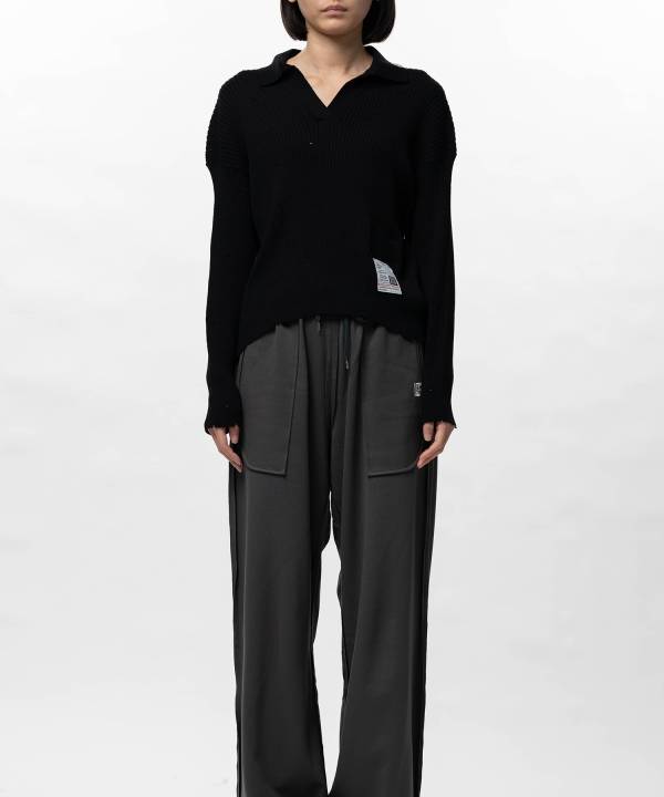 Distressed Knit Skipper Sweater