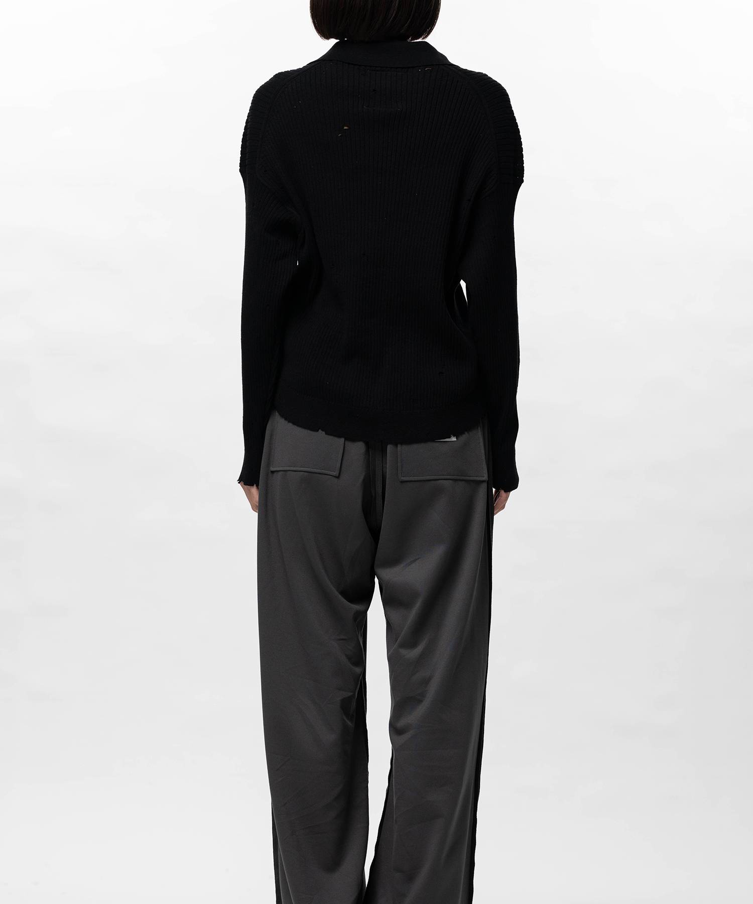 Distressed Knit Skipper Sweater