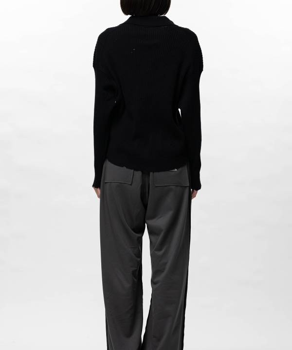 Distressed Knit Skipper Sweater