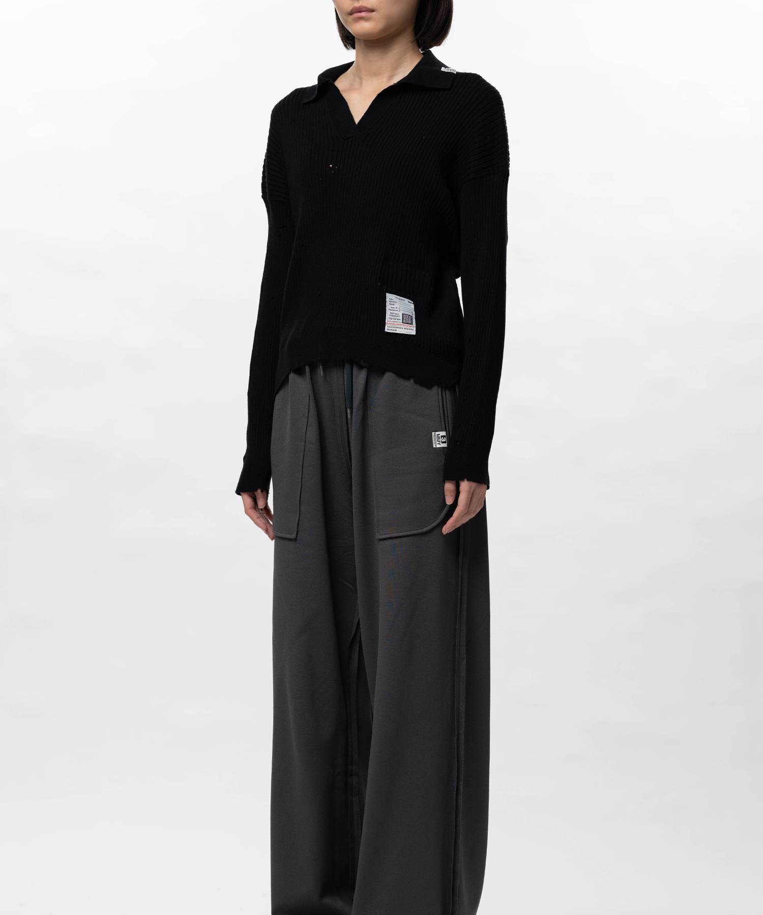 Distressed Knit Skipper Sweater