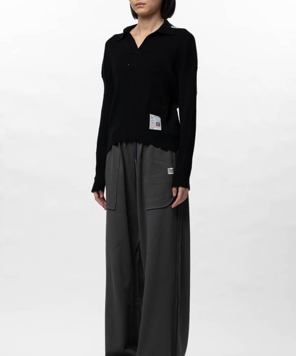 Distressed Knit Skipper Sweater