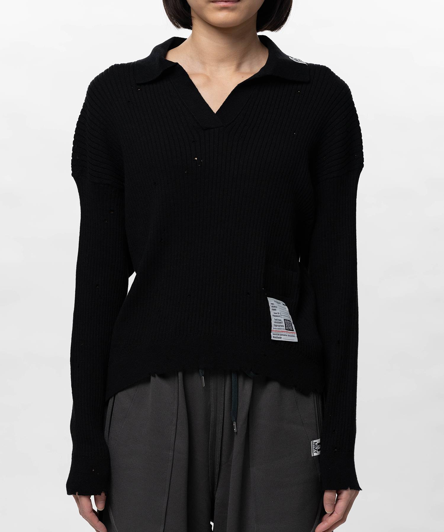 Distressed Knit Skipper Sweater