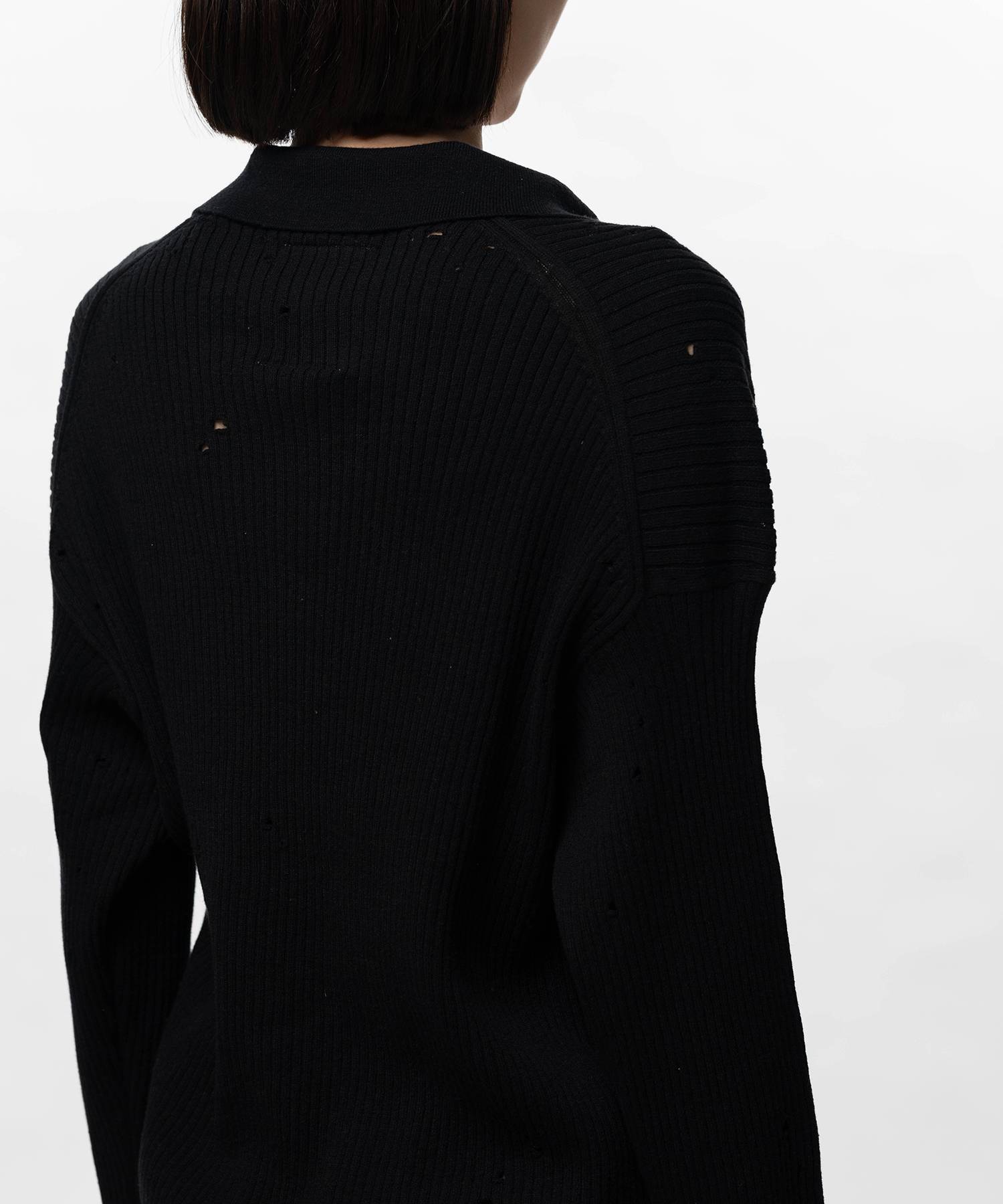 Distressed Knit Skipper Sweater