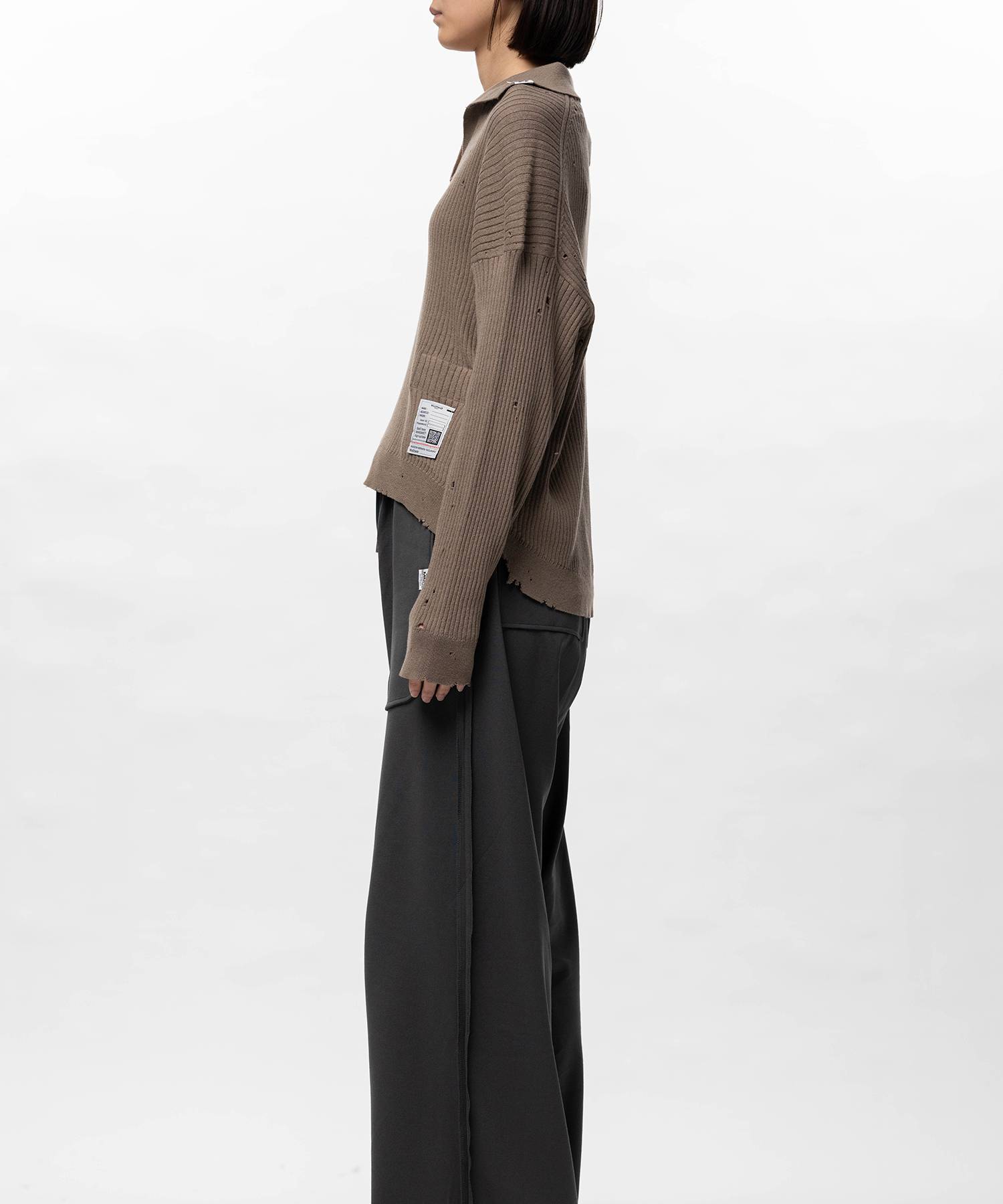 Distressed Knit Skipper Sweater