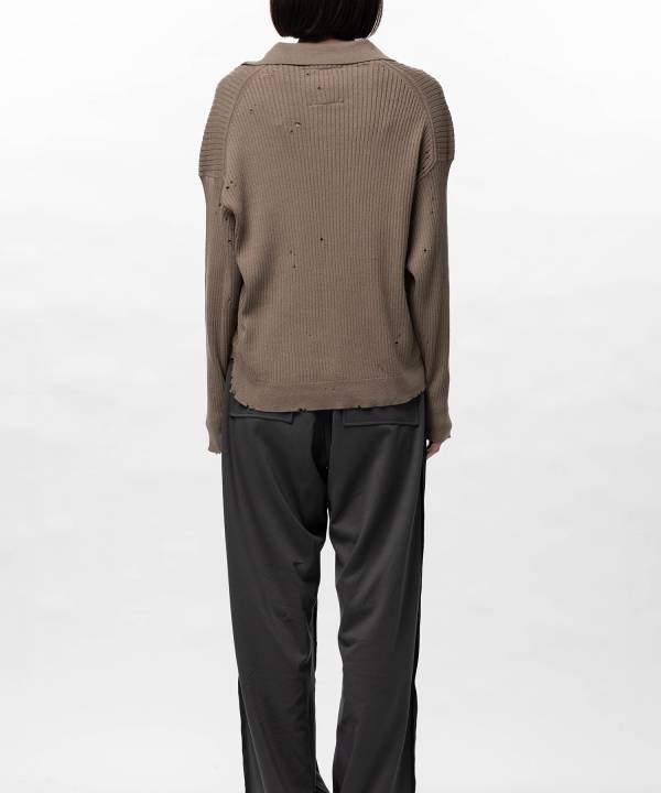 Distressed Knit Skipper Sweater