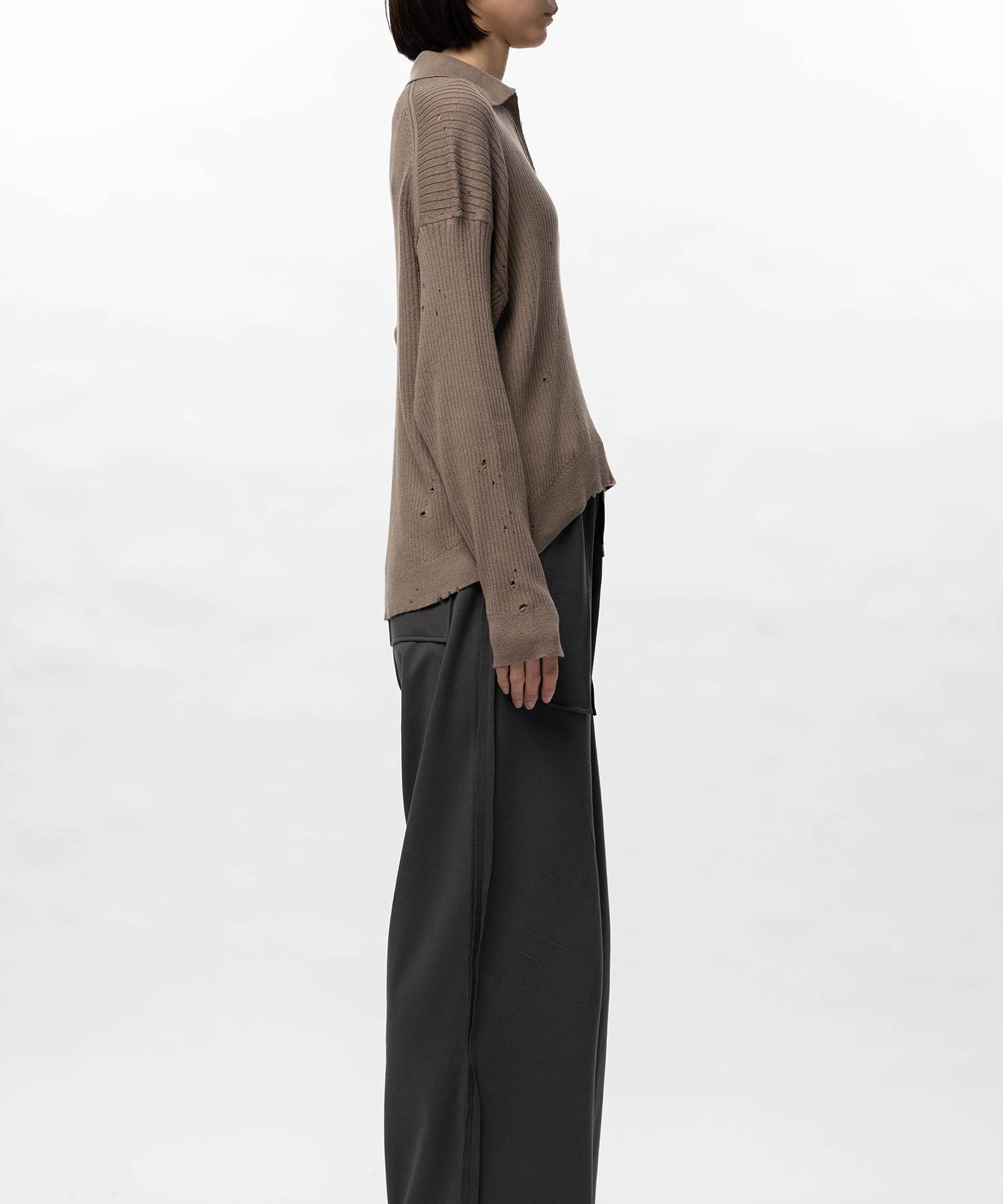 Distressed Knit Skipper Sweater