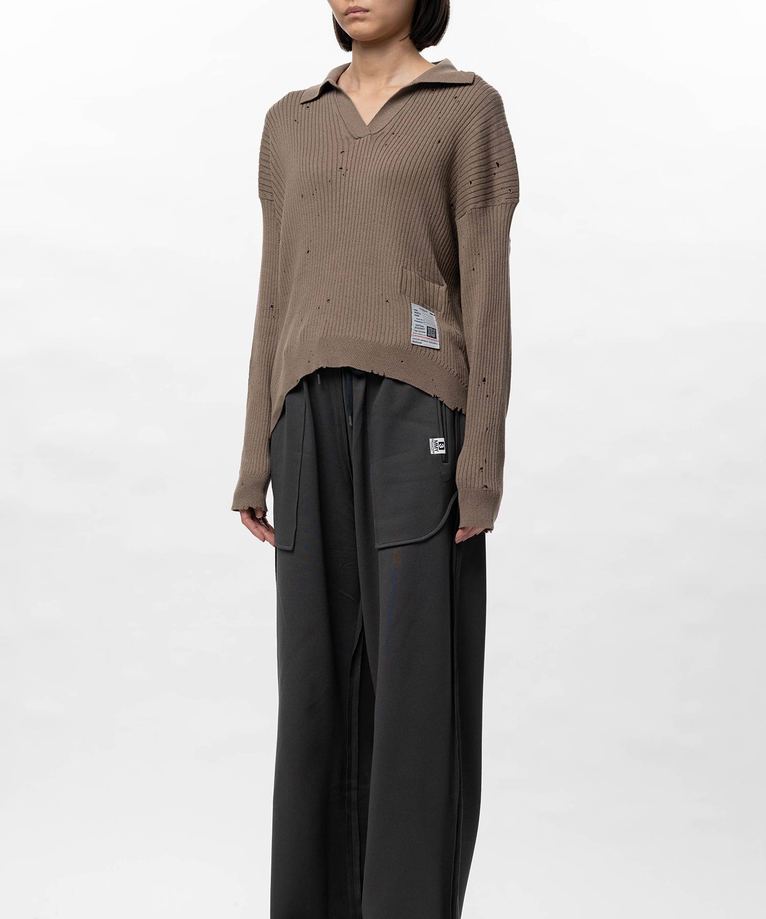 Distressed Knit Skipper Sweater