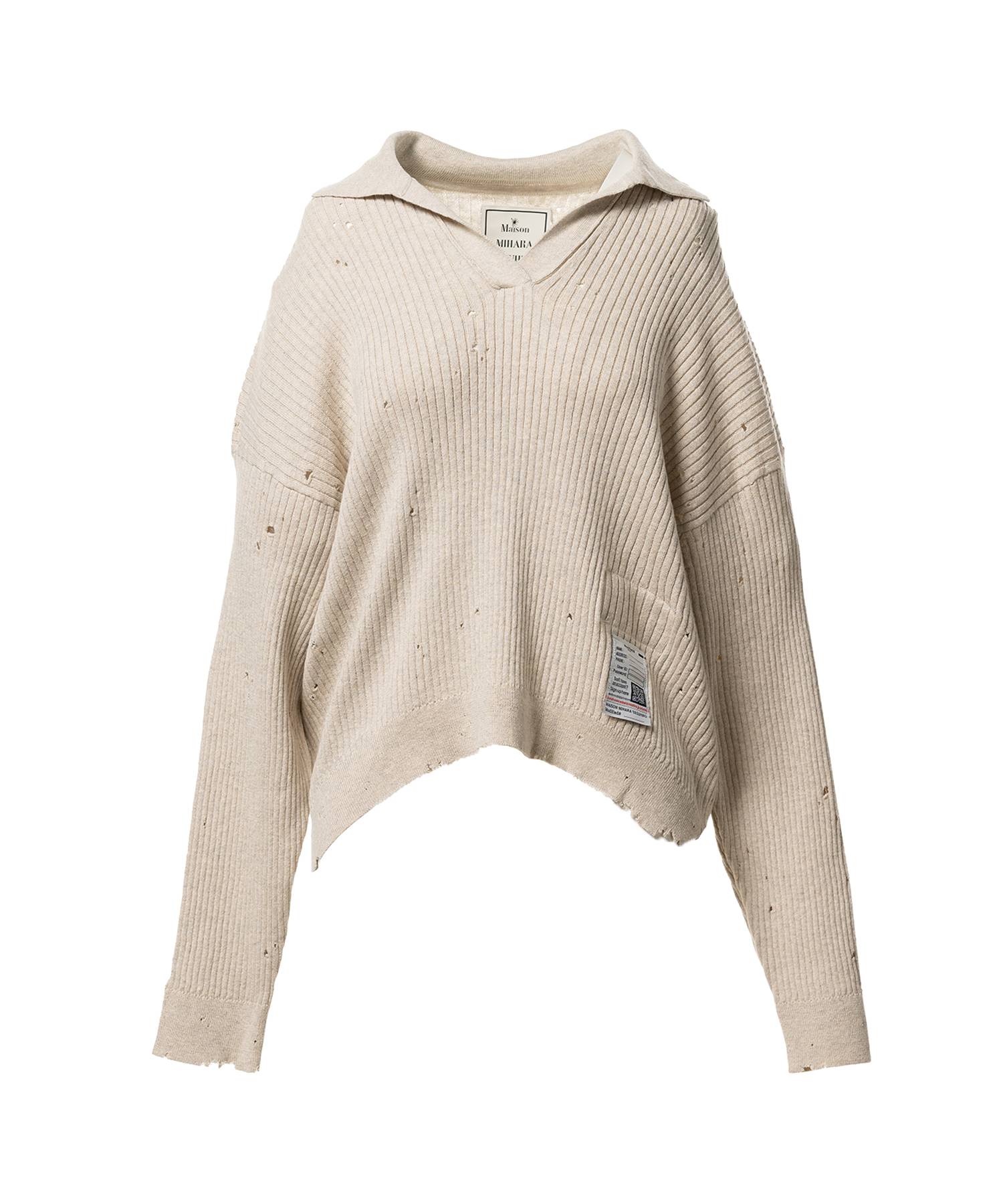 Distressed Knit Skipper Sweater