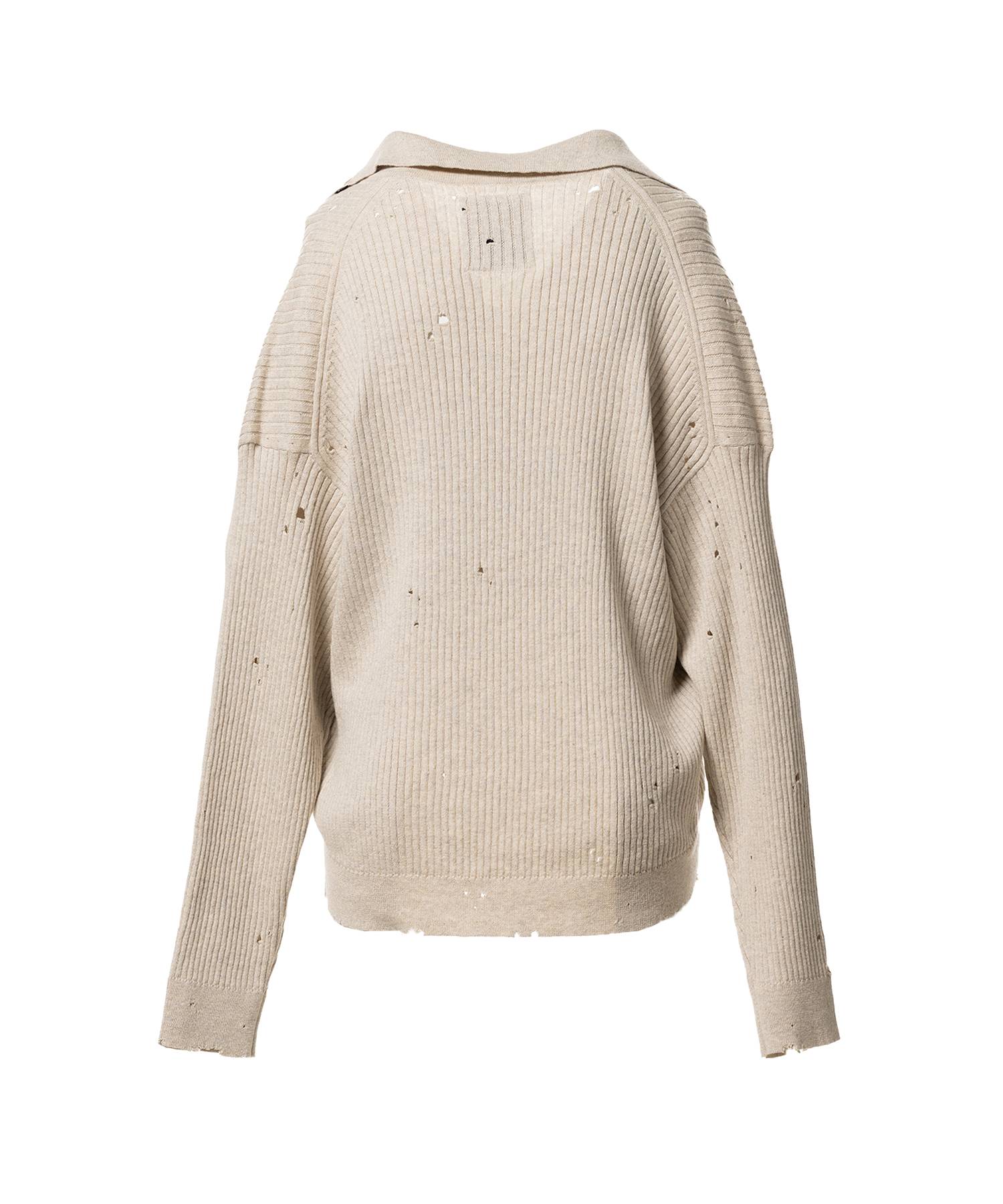 Distressed Knit Skipper Sweater