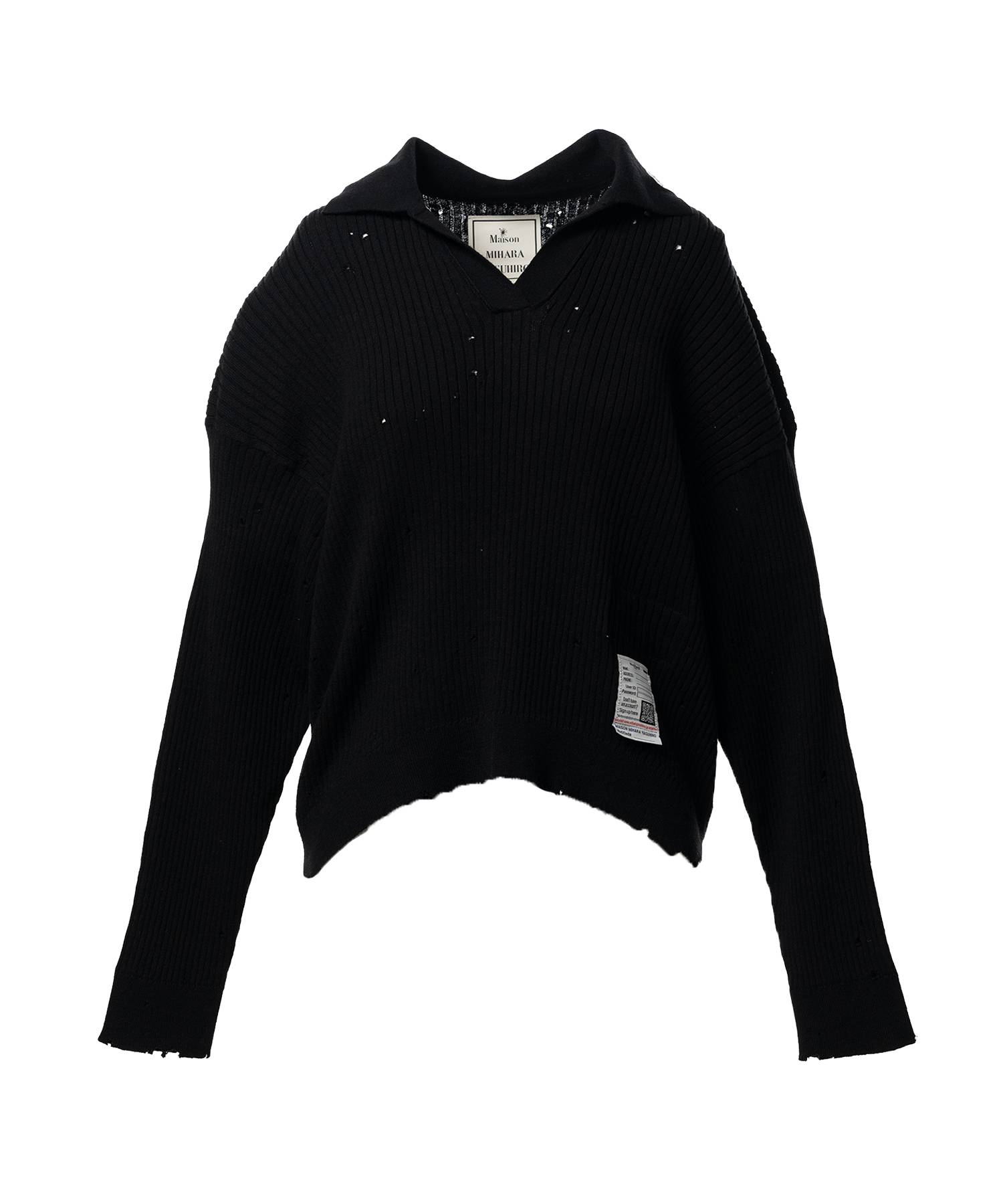 Distressed Knit Skipper Sweater