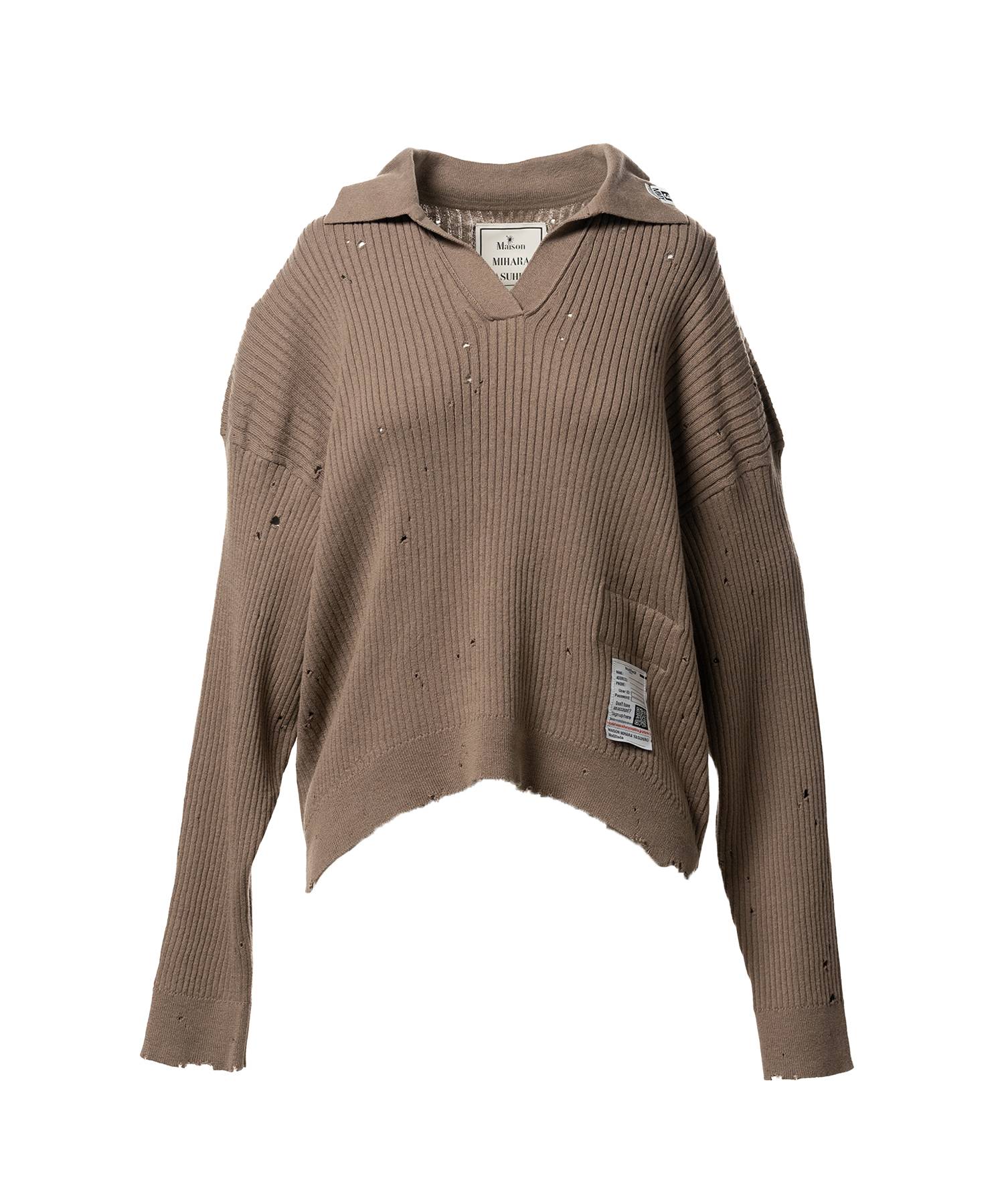 Distressed Knit Skipper Sweater