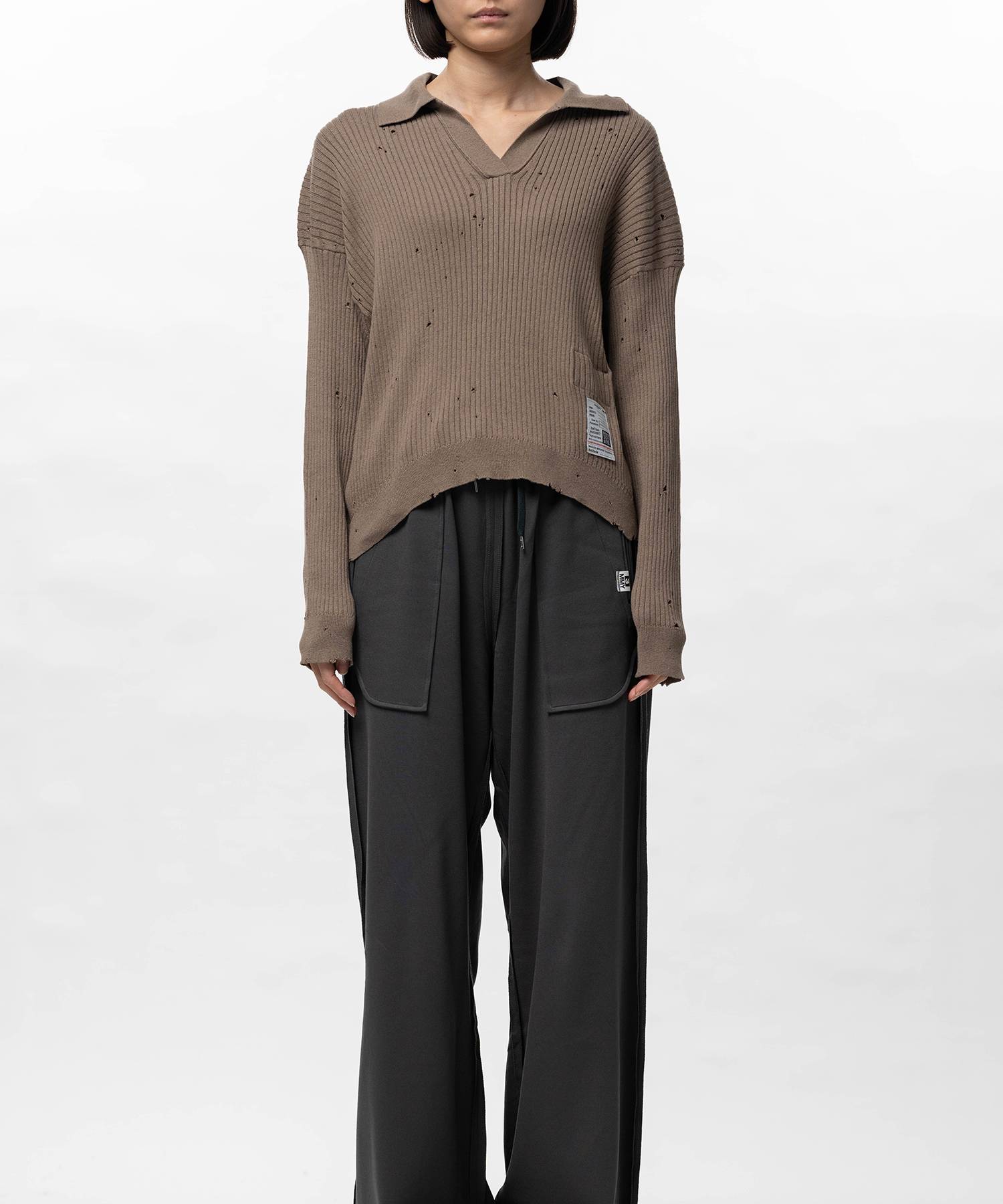 Distressed Knit Skipper Sweater