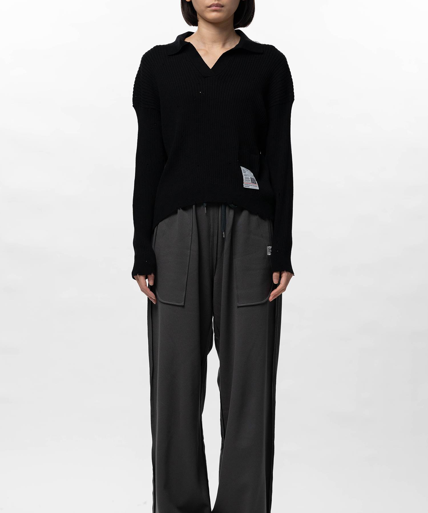 Distressed Knit Skipper Sweater