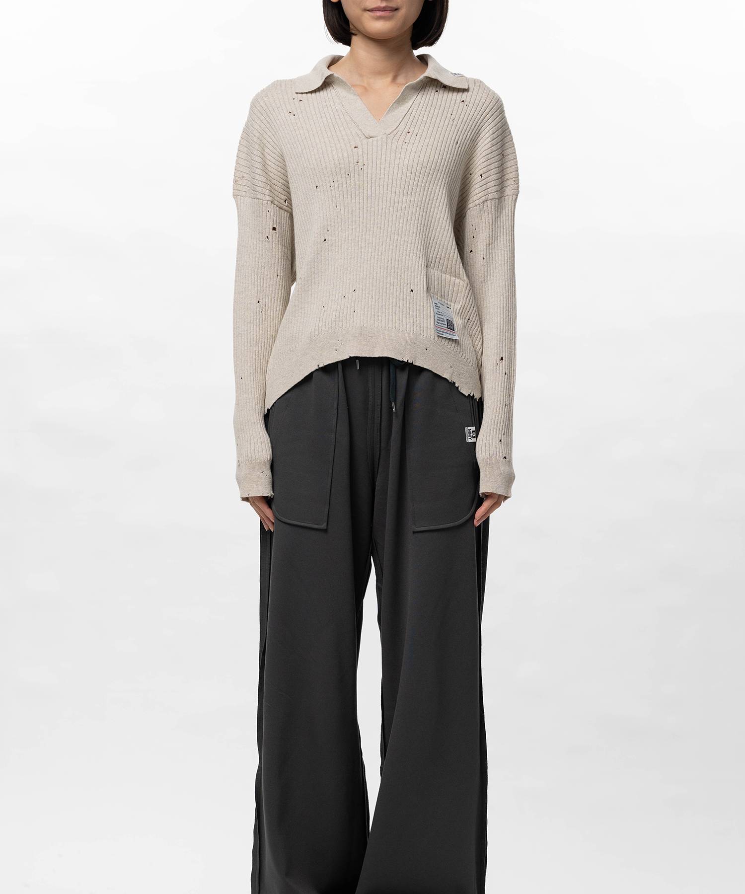 Distressed Knit Skipper Sweater