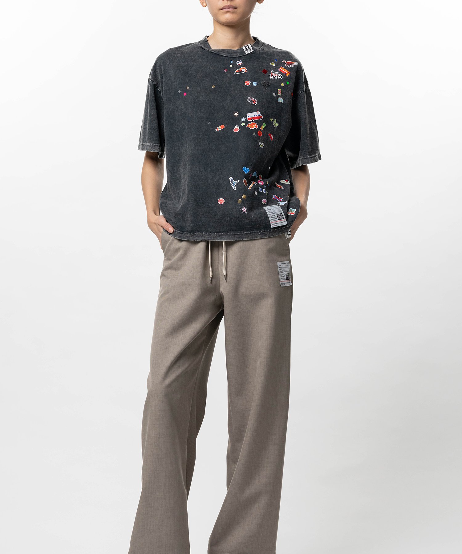 Kids Sticker Print Bleached T-shirt