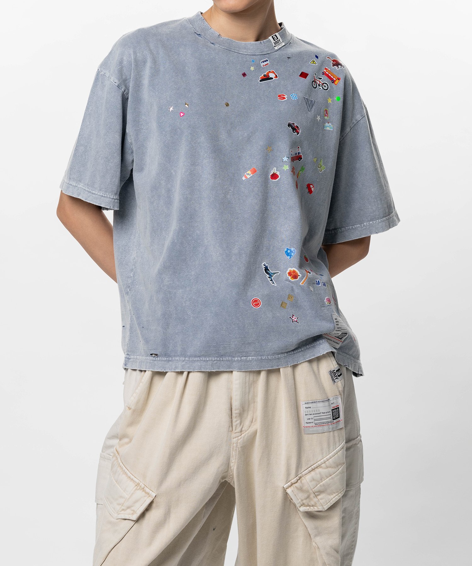 Kids Sticker Print Bleached T-shirt