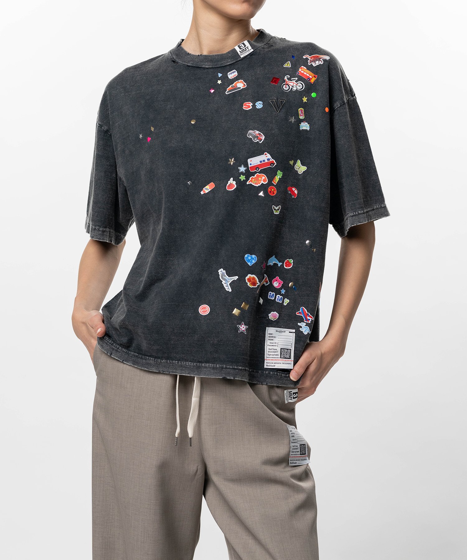 Kids Sticker Print Bleached T-shirt