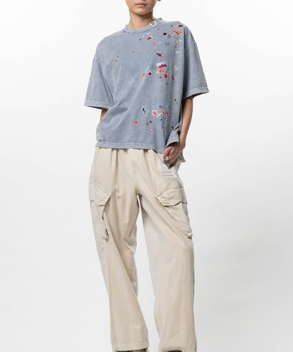 Kids Sticker Print Bleached T-shirt