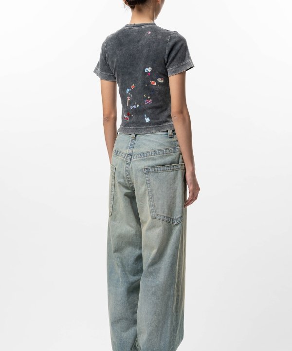 Kids Sticker Print Bleached Mini T-shirt