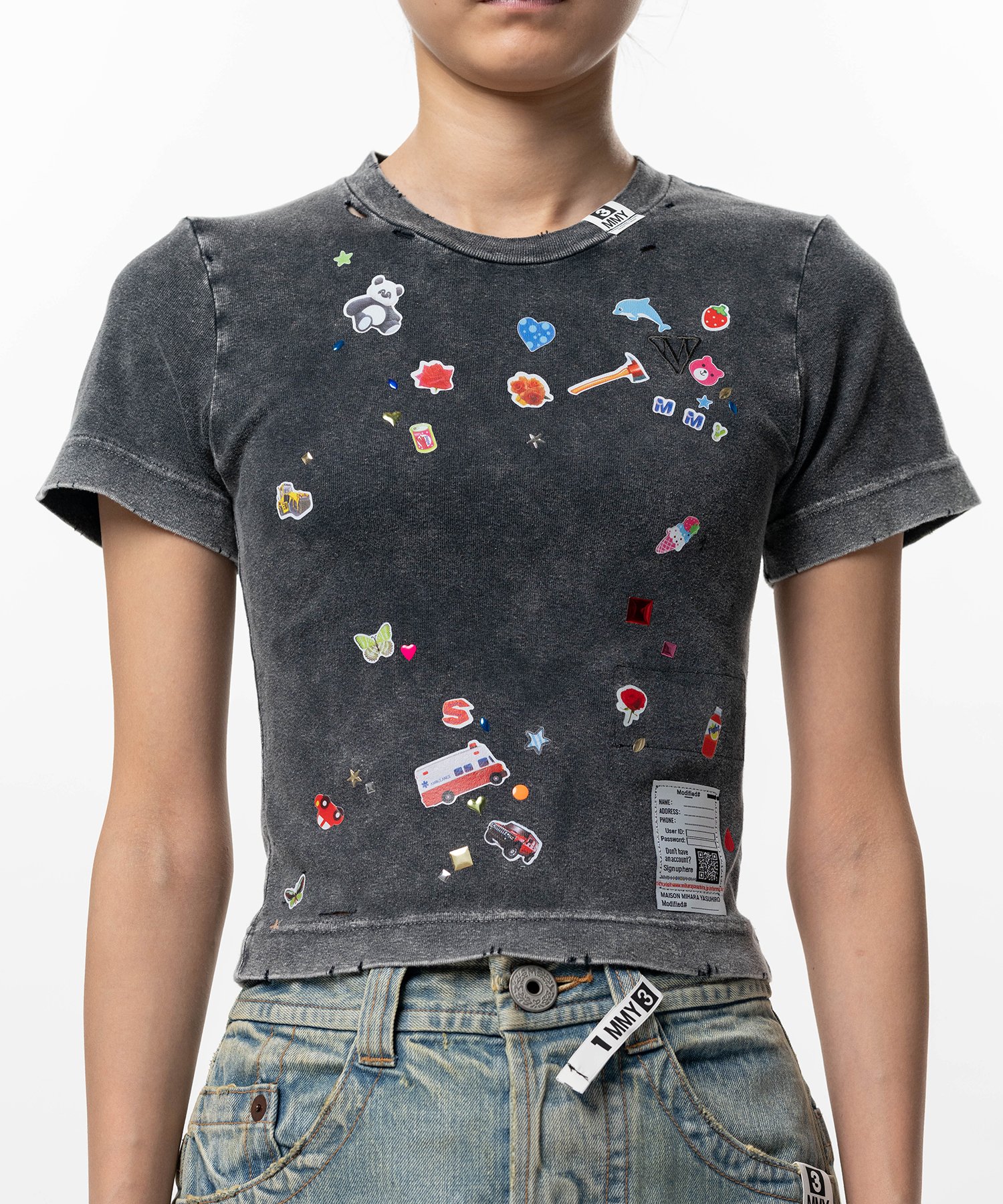 Kids Sticker Print Bleached Mini T-shirt