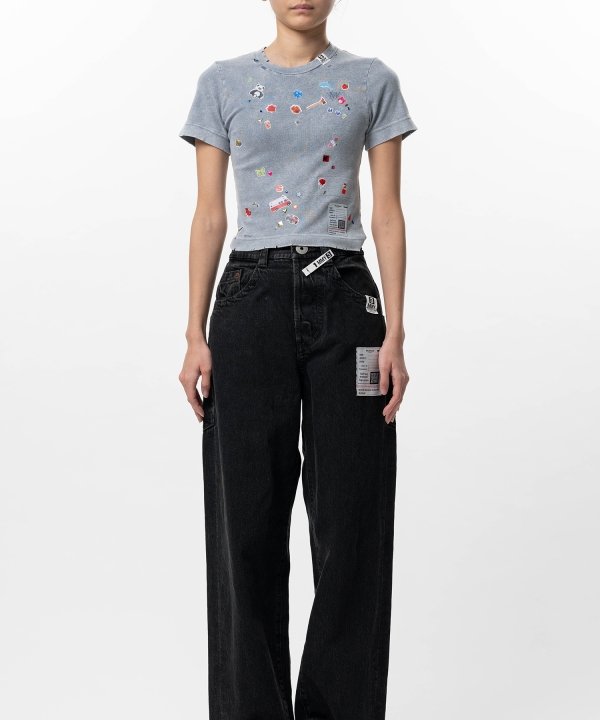 Kids Sticker Print Bleached Mini T-shirt