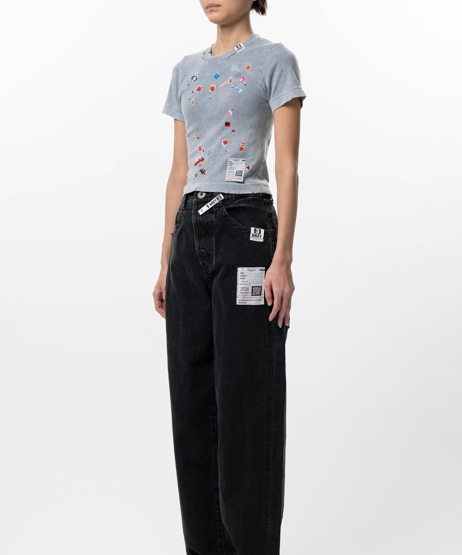 Kids Sticker Print Bleached Mini T-shirt