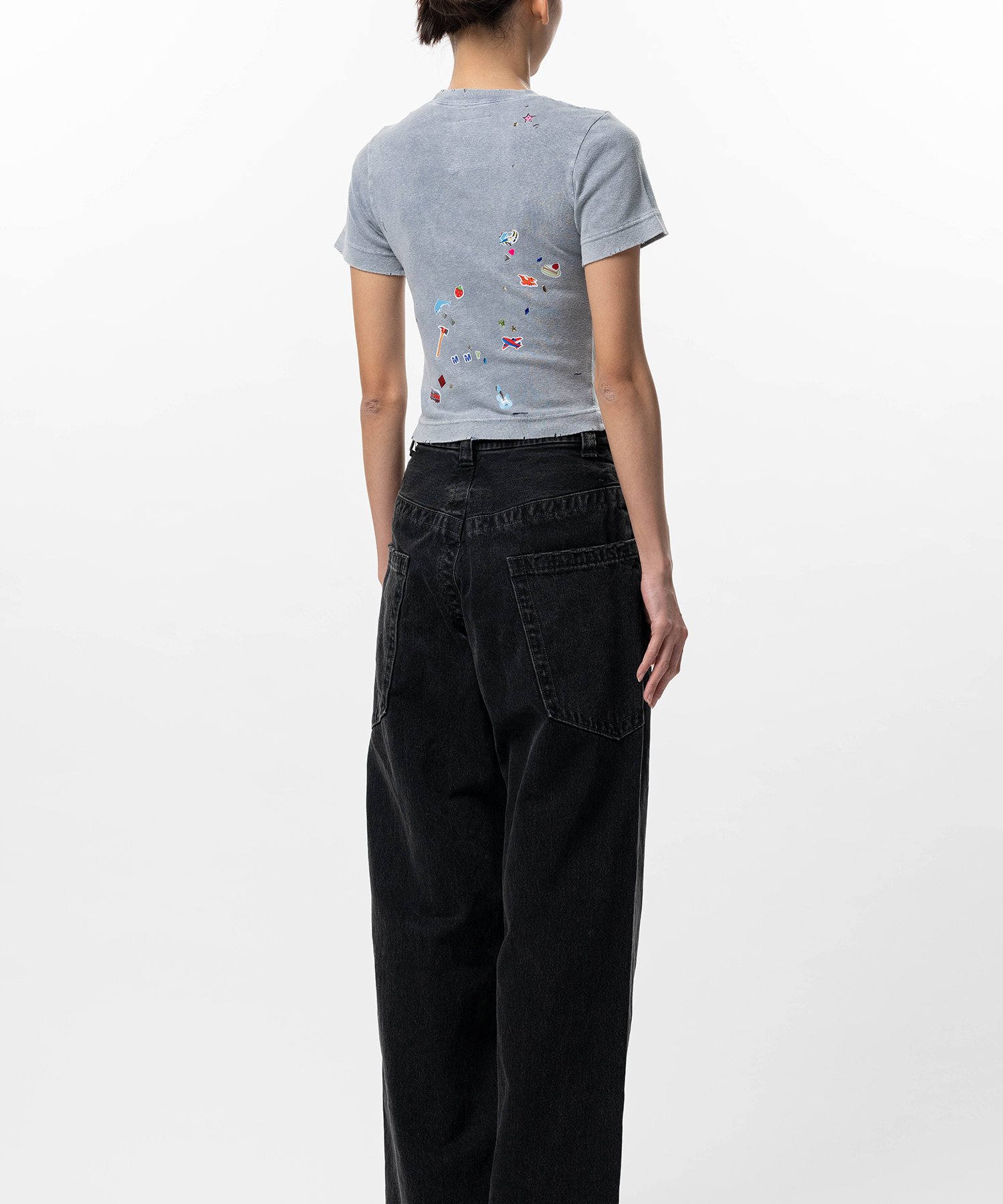 Kids Sticker Print Bleached Mini T-shirt